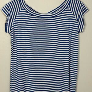Skye's the Limit Navy and White Striped Short Sleeve Top